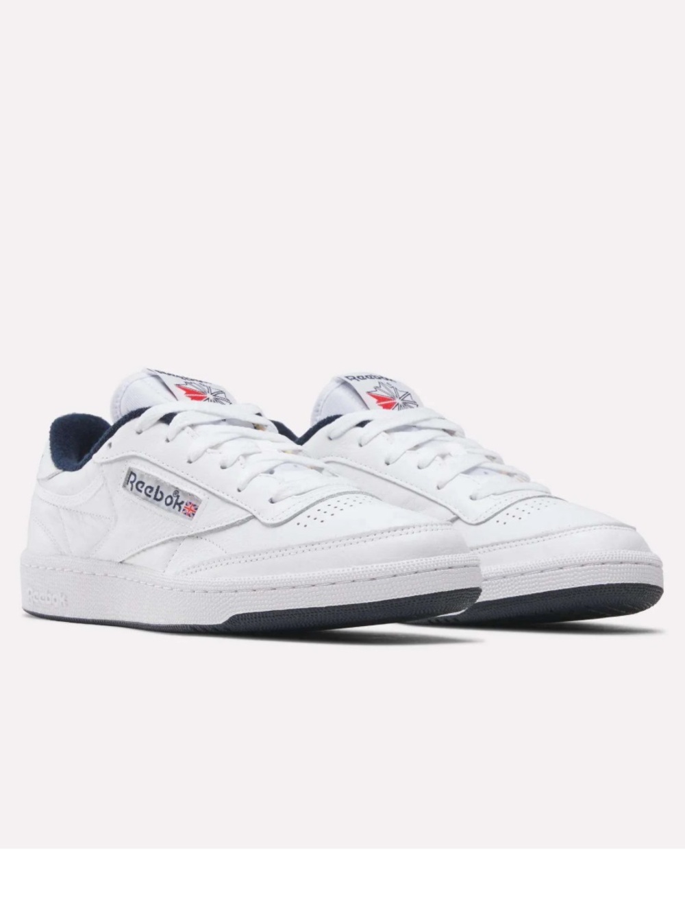 Reebok White Sneakers with Navy Collar